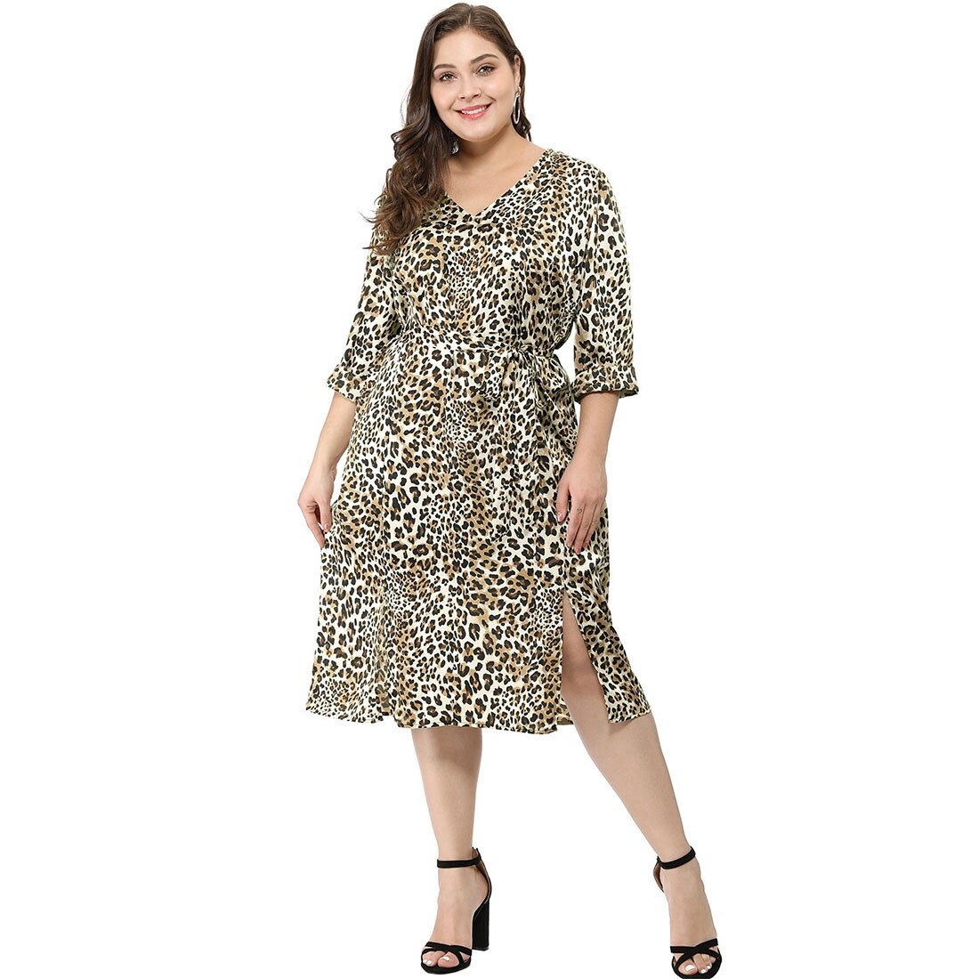 leopard split dress