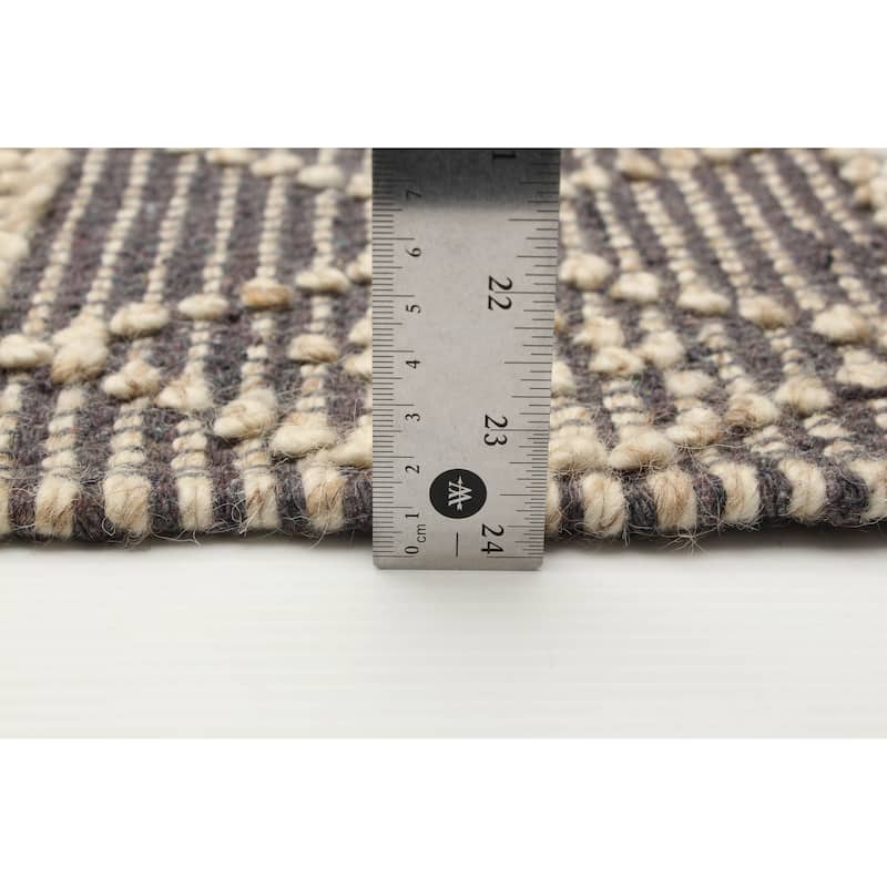 ECARPETGALLERY Braid weave Sienna Grey Wool Rug - 5'0 x 7'10