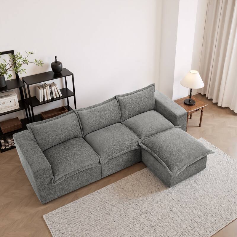 Comfy Cloud Chenille Upholstered Sectional Sofa with Pillow-Top Cushion