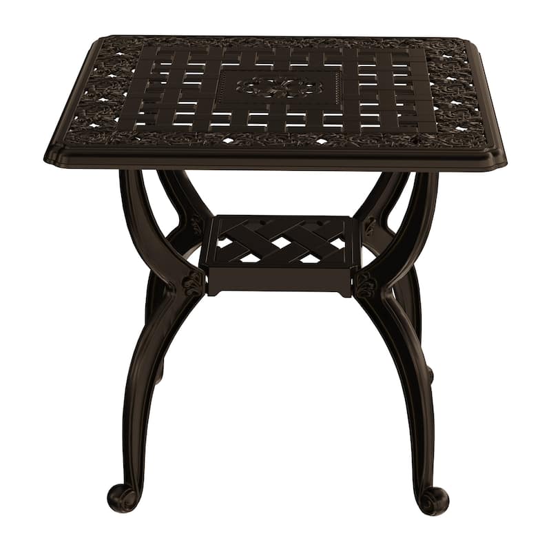 Stylish Aluminum Square Coffee Table for Outdoor Living Room - Bronze