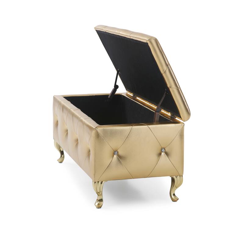 Upholstered Tufted Storage Bench