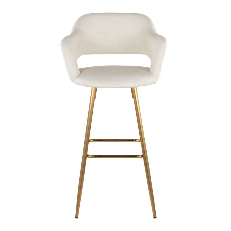 Porch & Den Vallen 30" Fixed-Height Faux Leather Counter Stool with Metal Legs & Square Footrest (Set of 2)