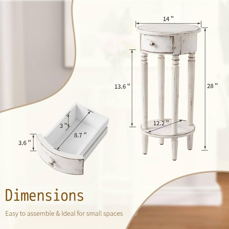 SUNBURY Distressed Round End Table