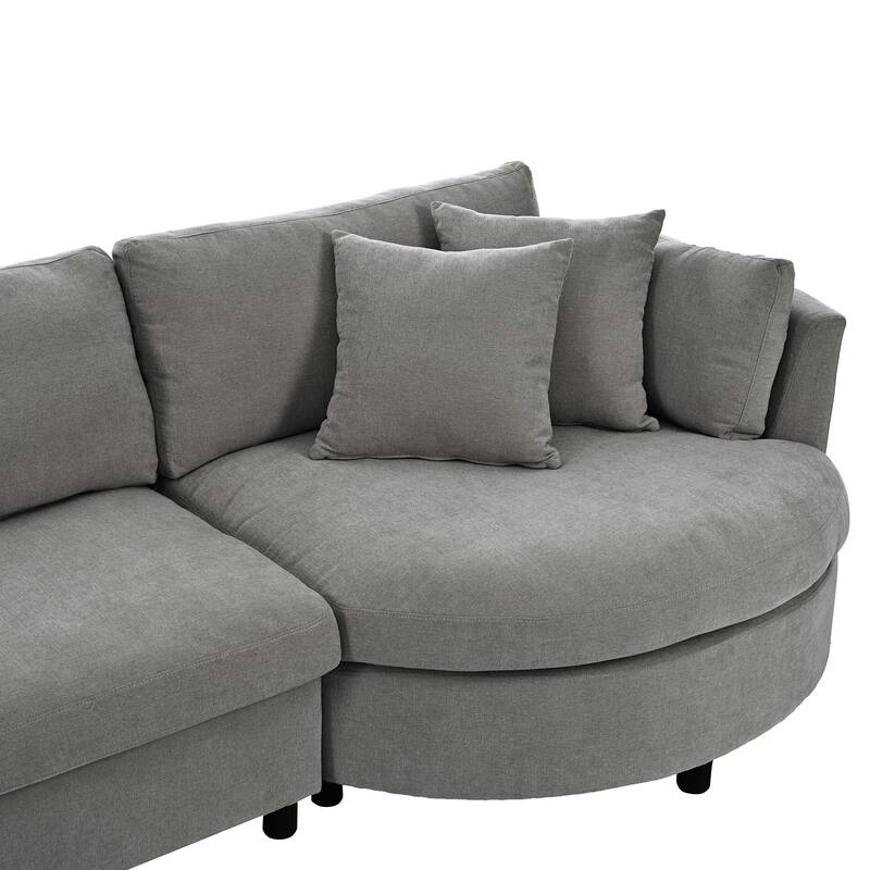 Chenille 3Seater Couches Sofa with Three Pillows and Curved Seat Bed
