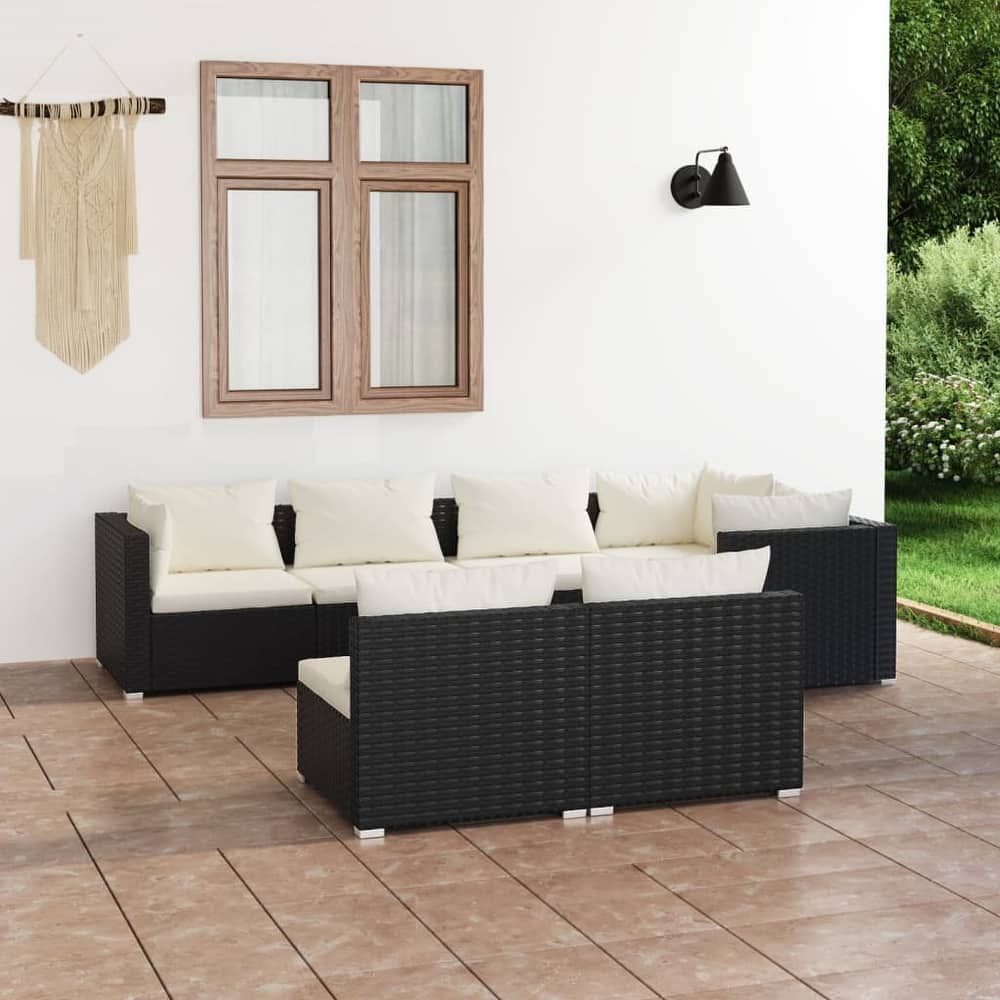 vidaXL Patio Lounge Set Outdoor Sectional Sofa Set Table Garden Poly Rattan - 27.6" x 27.6" x 23.8"