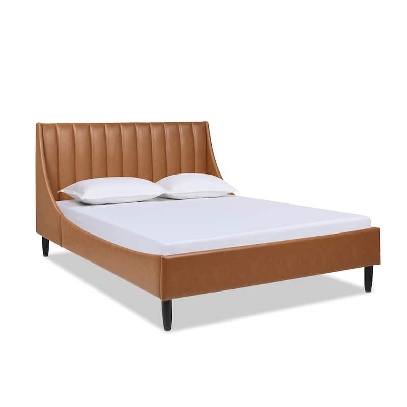 Willow Faux Leather Channel Tufted Platform Bed Set