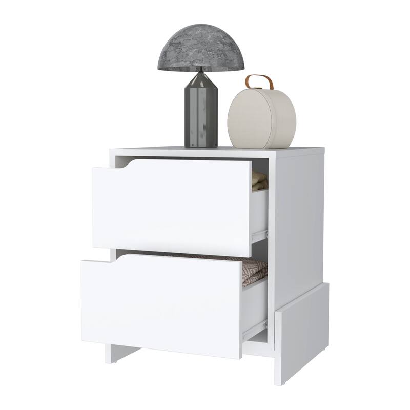 Ralston 2-Drawer Nightstand in White，Suitable for bedrooms,living rooms,apartments