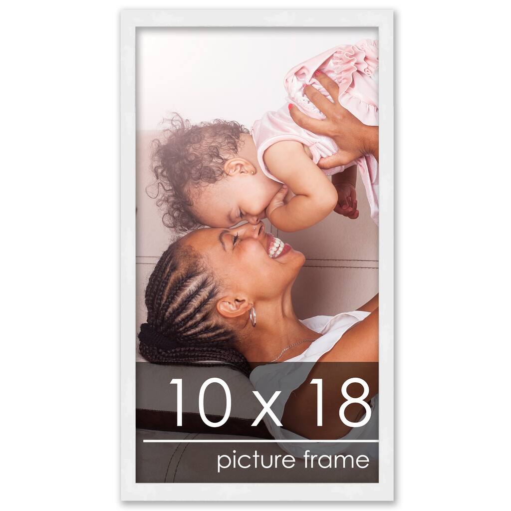 10x18 White Wood Picture Frame - UV Acrylic, Foam Board Backing, Hanging Hardware