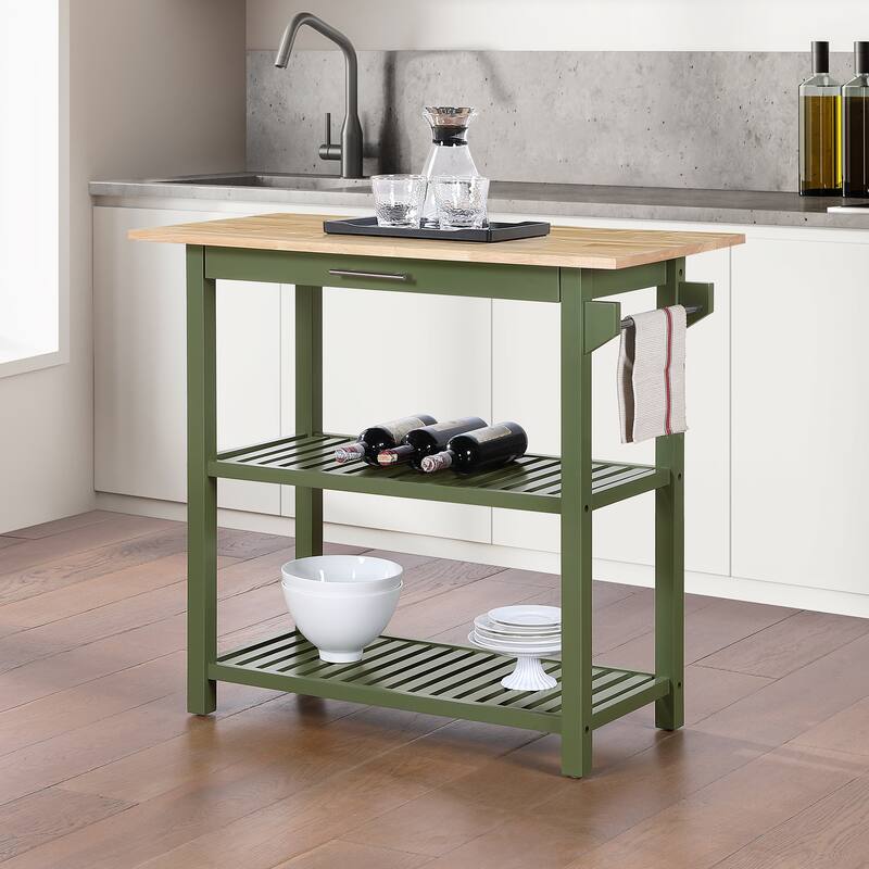 Designs2Go 3 Tier Butcher Block Kitchen Prep Island with Drawer