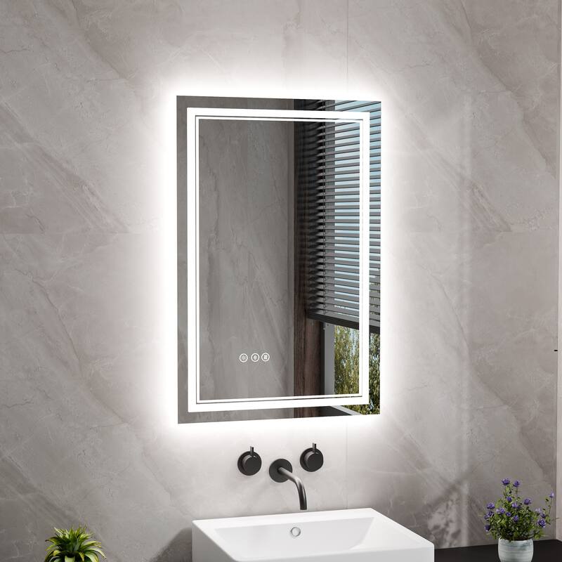 Modland Small Size LED Bathroom Mirror Back & Front Lighted Anti-Fog - 24x36