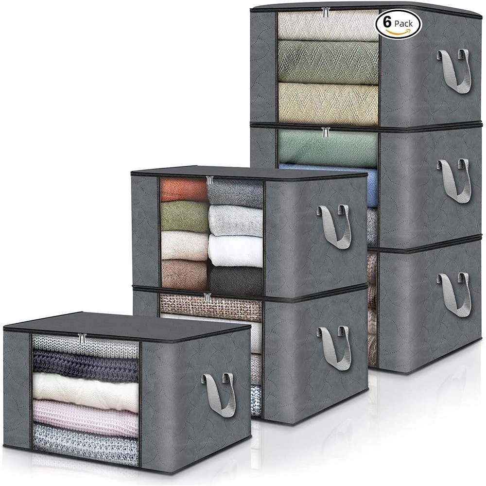 90L Large Storage Bags, 6pack Clothes Foldable Storage Bins,(Gray) - Bed  Bath \u0026 Beyond - 39746620, image size:1000x1000