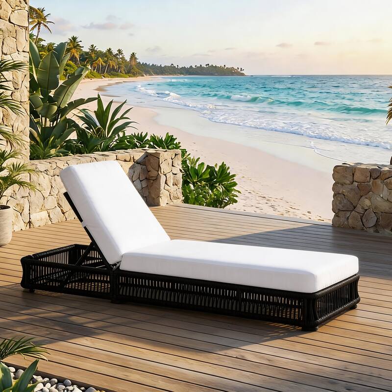 Adjustable Backrest Outdoor Chaise Lounge Chair Patio Pool Lounger