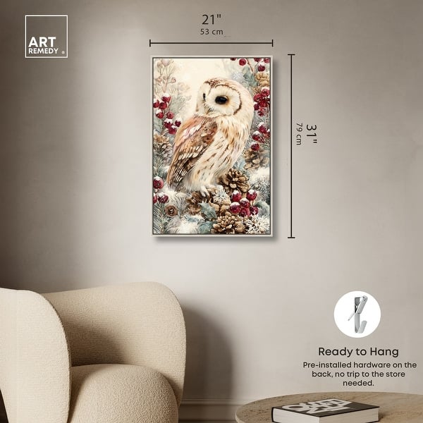 dimension image slide 16 of 24, Christmas Forest Owl III Wall Decor Canvas Print by Art Remedy