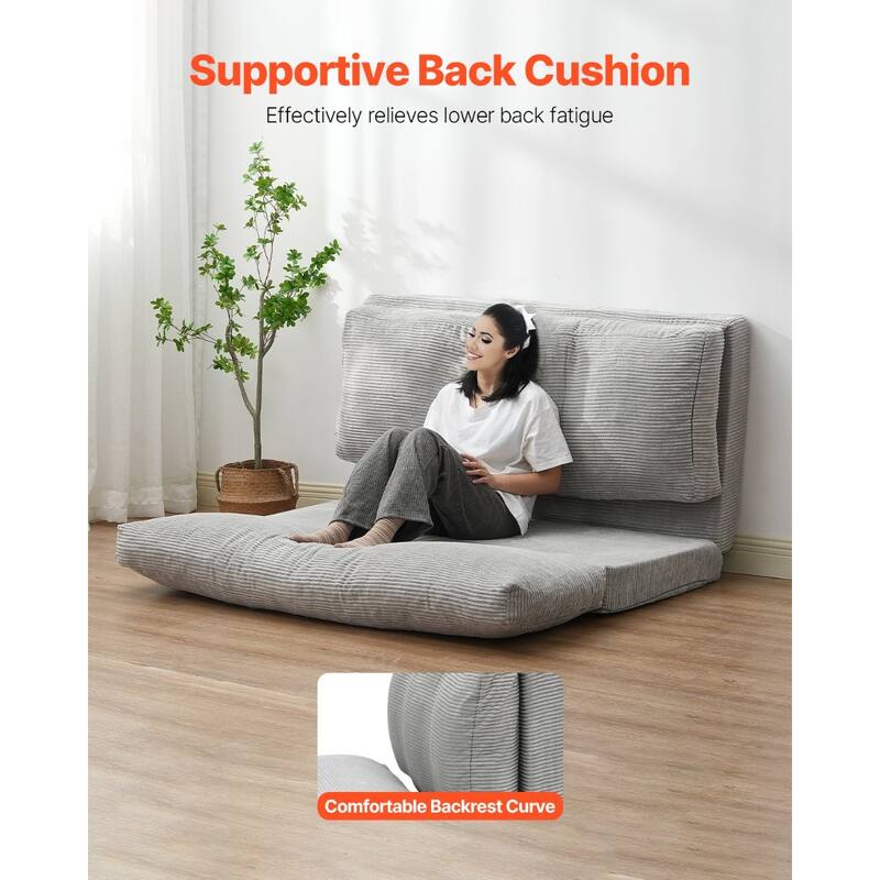 Dark Grey Full Foam Fabric Foldable Sofa Bed with Ergonomic Backrest - 94.88” L x 54” W x 4.72” H