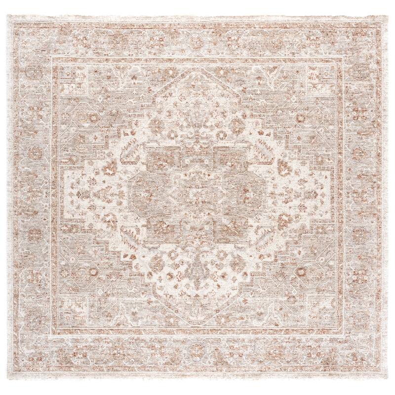 SAFAVIEH Kendal Yuriko Traditional Rug - 6'7" Square - Ivory/Beige Grey