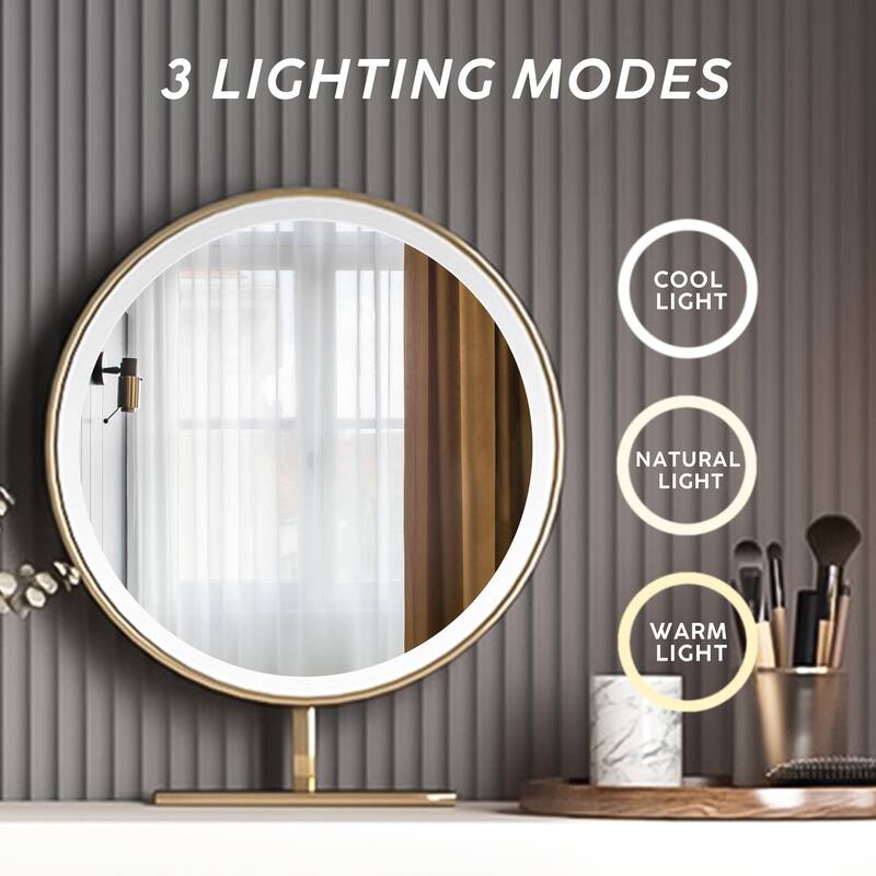 Modern Makeup Vanity Table With LED Lighted Mirror,Dressing Table with Movable Tray Top, 3 Solid Wood Drawer, Without Stool