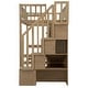 preview thumbnail 15 of 32, Wooden Loft Bed Twin Size High Loft Bed with Light, Cabinets and Storage Shelves, All-in-One Bed Frame with Staircase and Desk
