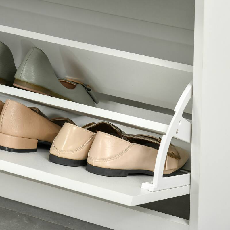 Modern Shoe Storage Rack Organizer Cabinet with Adjustable Shelves and Pull-Out Drawer for 16 Pairs, for Hallway and Entryway