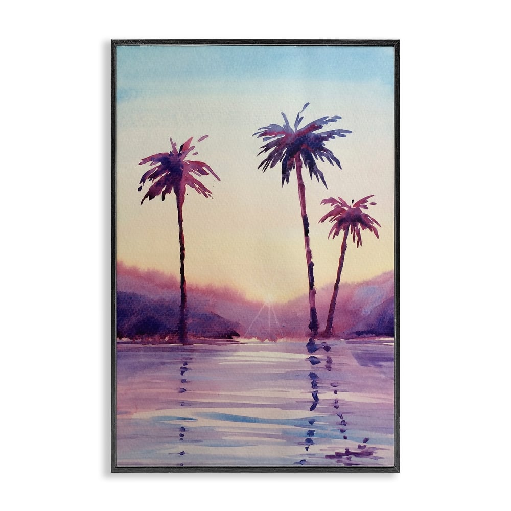Stupell Purple Hued Palm Trees Framed Giclee Art Design By Stephanie Fielden
