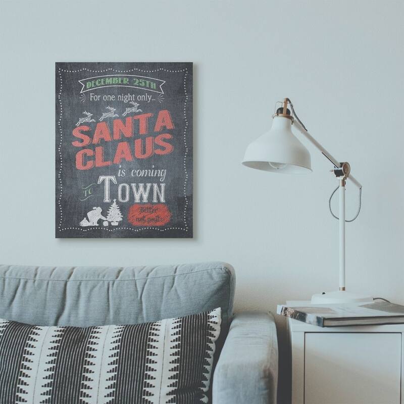 Stupell Santa Claus Holiday Advert Christmas Word Design Canvas Wall Art, Proudly Made in USA - 24 x 30