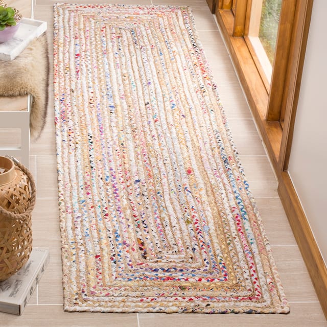 SAFAVIEH Handmade Cape Cod Marget Boho Coastal Jute Rug - 2'3" x 8' Runner - Beige/Multi
