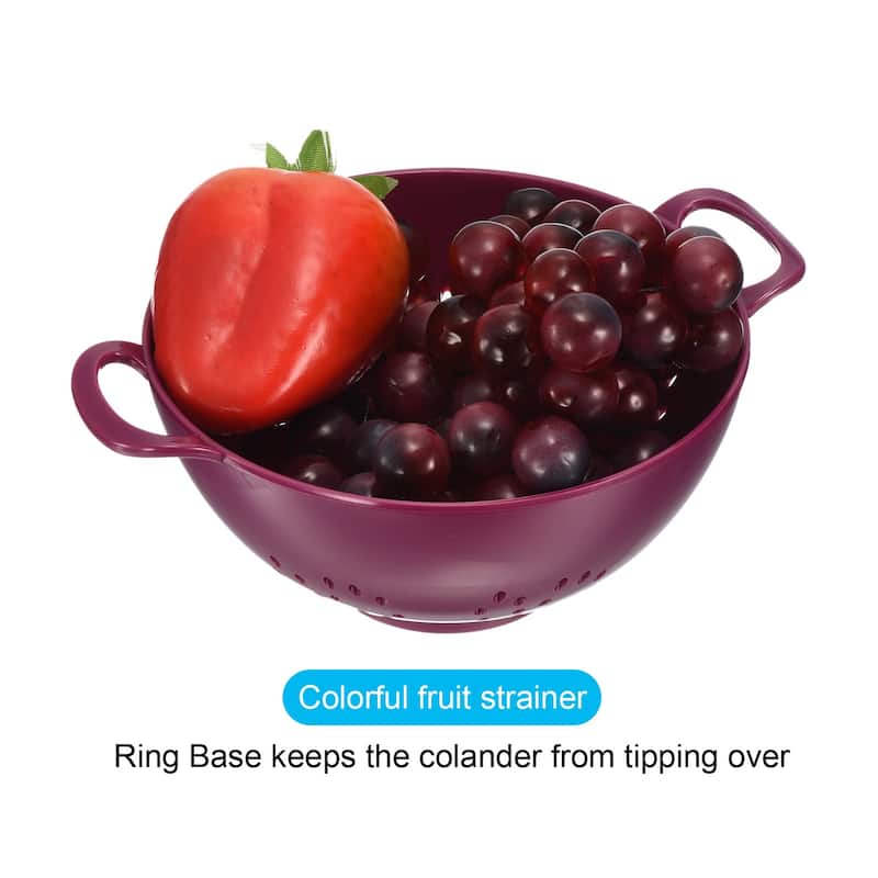 Mini Food Strainer Plastic Colander For Fruits Veggies Pasta(2PCS) - Purple - 19cm x 14.8cm x 7.5cm