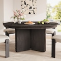 42-58-inch Extendable Round-to-Oval Dining Table with Pedestal Base ...