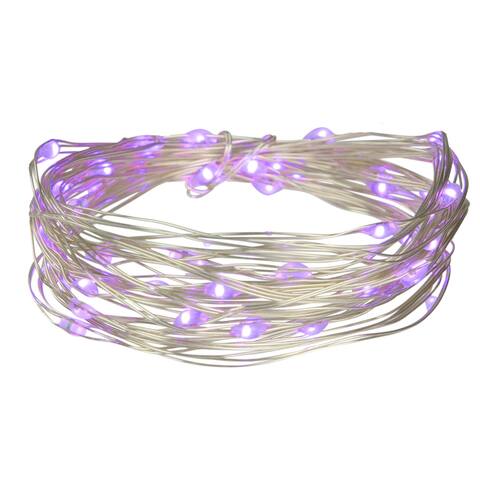 50 Battery Operated Purple LED Micro Fairy Lights - 16ft, Copper Wire