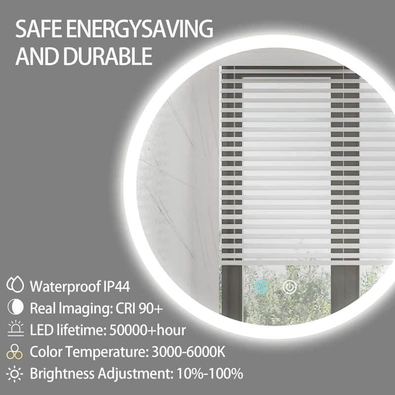 24-inch Round Frameless Dimmable LED bathroom Vanity Mirror