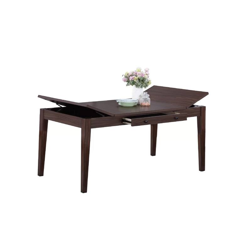 Sheryl Dining Table with Lift Top Hidden Storage, Walnut Brown - Walnut Brown
