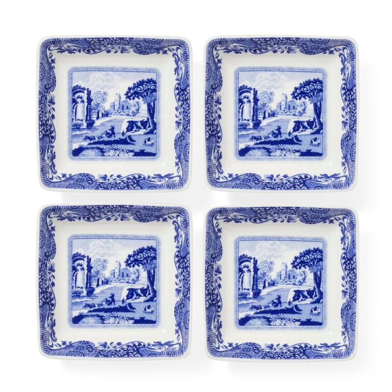 Spode Set of 4 Blue Italian Square Dishes - 3 inch - 3 inch