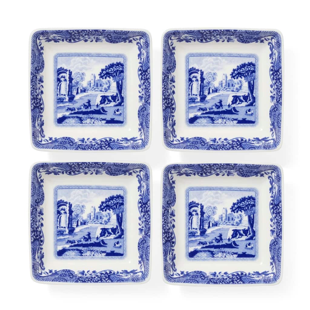 Spode Set of 4 Blue Italian Square Dishes - 3 inch