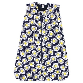 Hudson Baby Infant Girl Plush Faux Fur Sleeping Bag, Wearable Blanket, Navy Daisy
