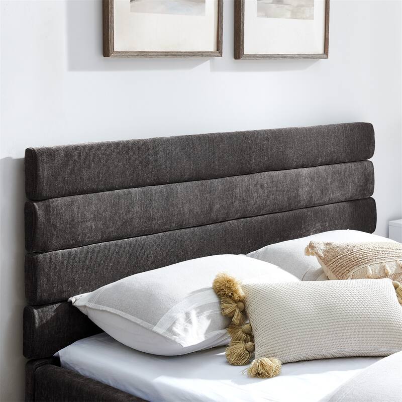 Queen Size Modern Upholstered Bed Frame with Headboard and Drawers
