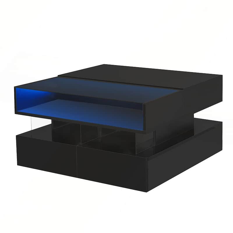 Modern Square Lift-Top Coffee Table with 2 Drawers