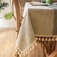 preview thumbnail 28 of 46, Enova Home 54"x 78" High Quality Rectangle Cotton and Linen Tablecloth with Tassels