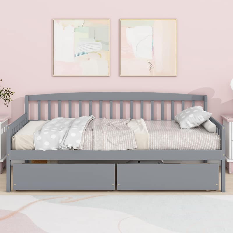 Stylish Twin Daybed with Drawers, Sofa Bed Functionality, and Solid Pine Construction