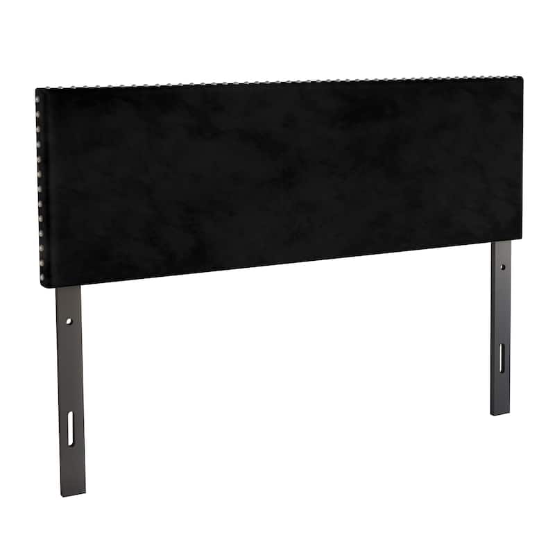 CraftPorch Glam Velvet Nailhead Trim Upholstered Adjustable Headboard - Black - Twin