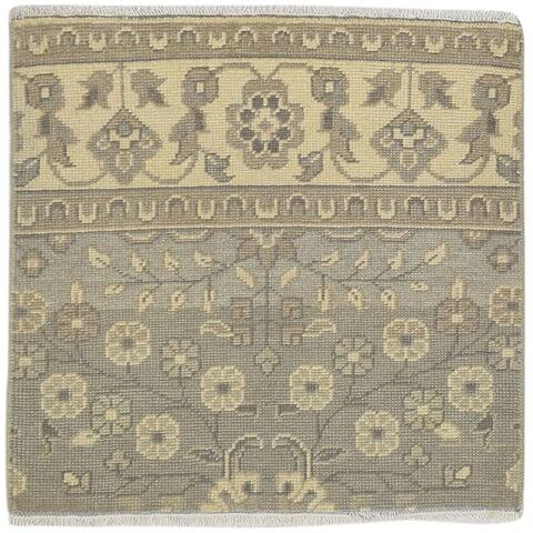 One of a Kind Hand-Knotted Persian 2' x 3' Oriental Wool Grey Rug - 3'0"x3'0"