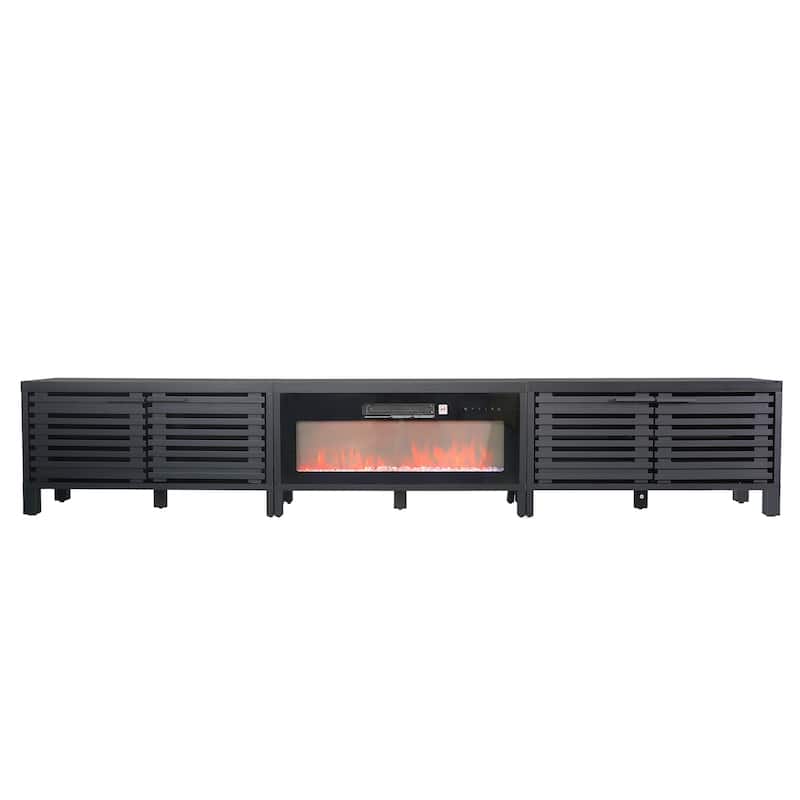 115" Modern Black Electric Fireplace TV Stands for TV's up to 120" with Remote