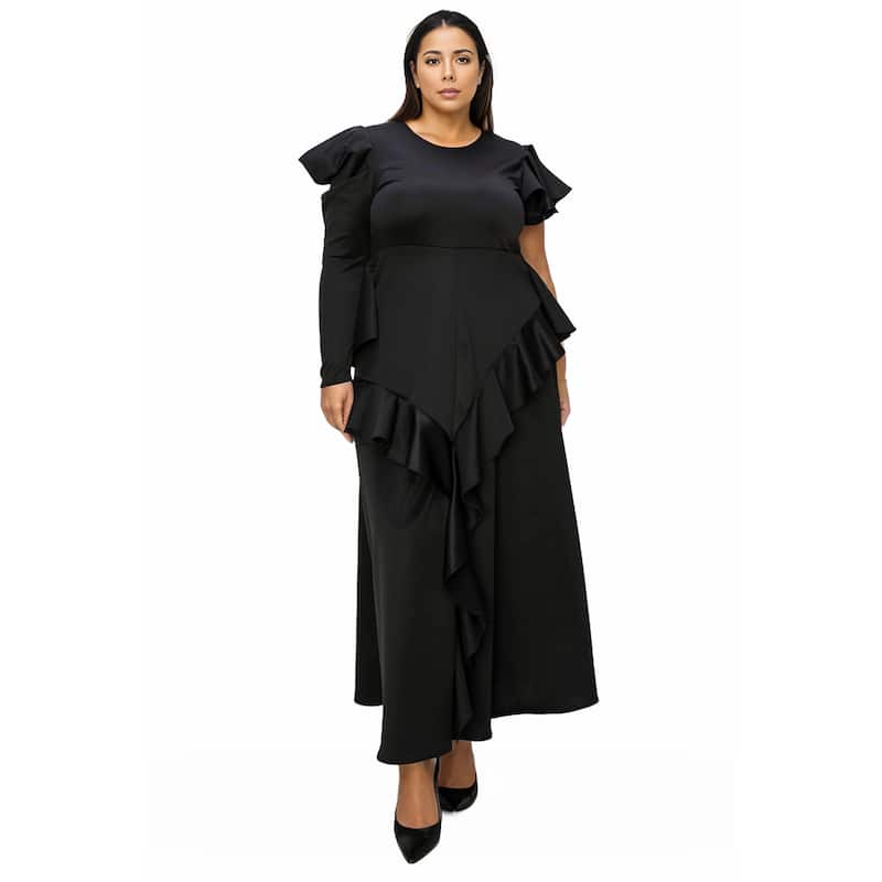 L I V D Plus Size Vivienne Ruffled Maxi Dress