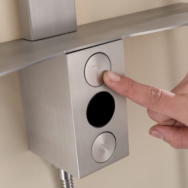 36"H Stainless Steel Exposed Rain Shower System With Handheld Shower (Valve Not Included)