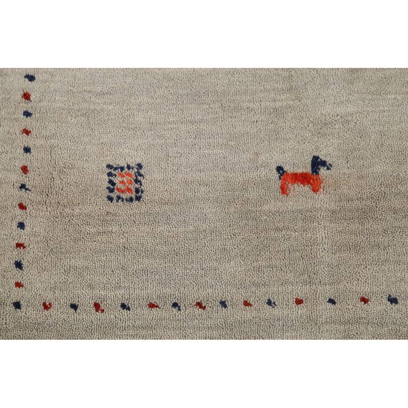 Animals Tribal Gabbeh Oriental Accent Rug Handmade Wool Carpet - 3'11"x 5'10"