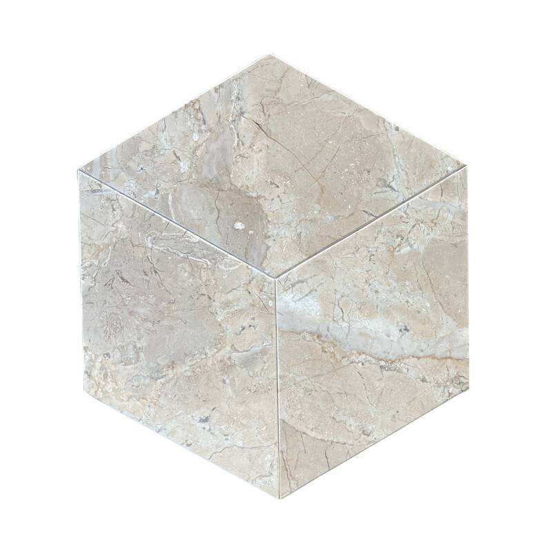 Hexagon Natural Stone Marble Tiles for Floor and Wall, 1 Box 12 PCS - Beige