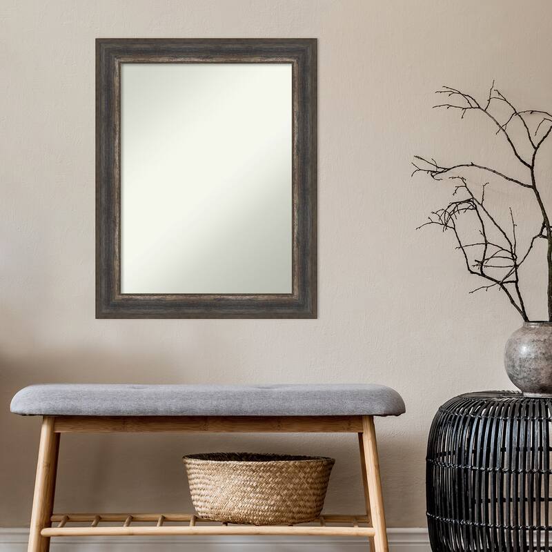 Non-Beveled Wall Mirror - Alta Rustic Char Frame