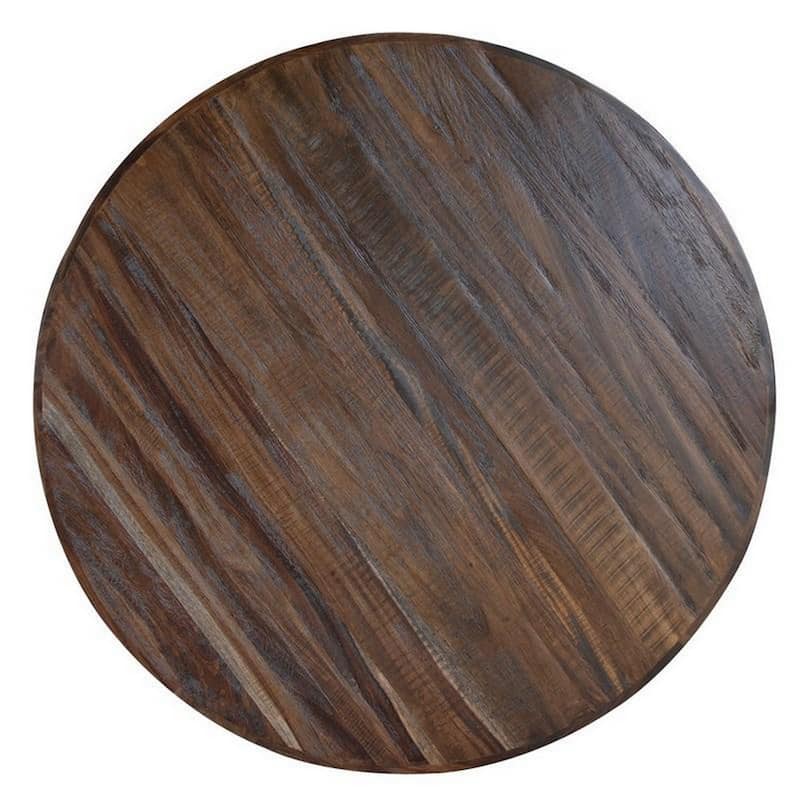 Ive 59 Inch Dining Table, Pedestal Base, Round Top, Classic White and Brown