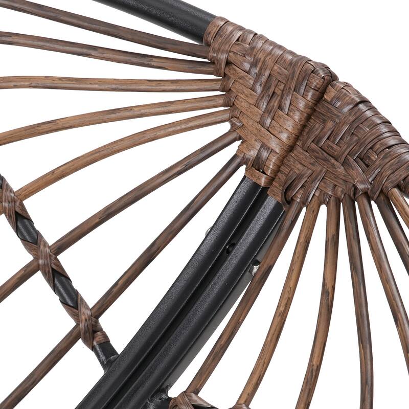 Outdoor Padded Cushion Rocking Chair, Patio Oversized Rattan Egg Chair