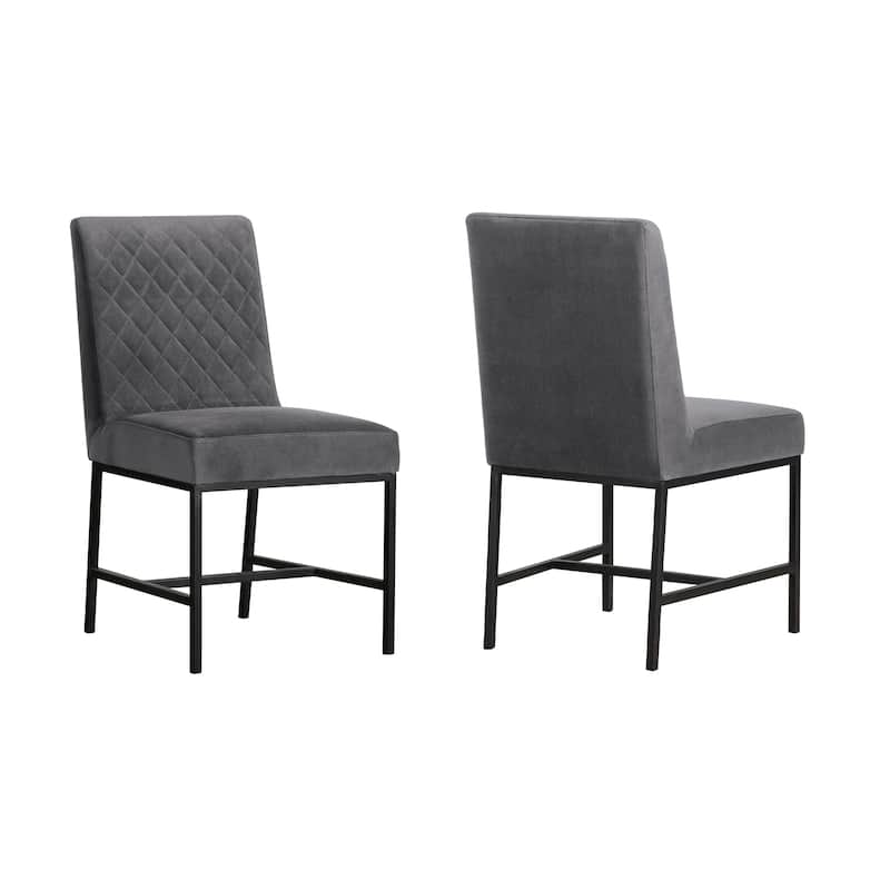 Napoli Velvet and Black Leg Modern Accent Dining Chair- Set of 2