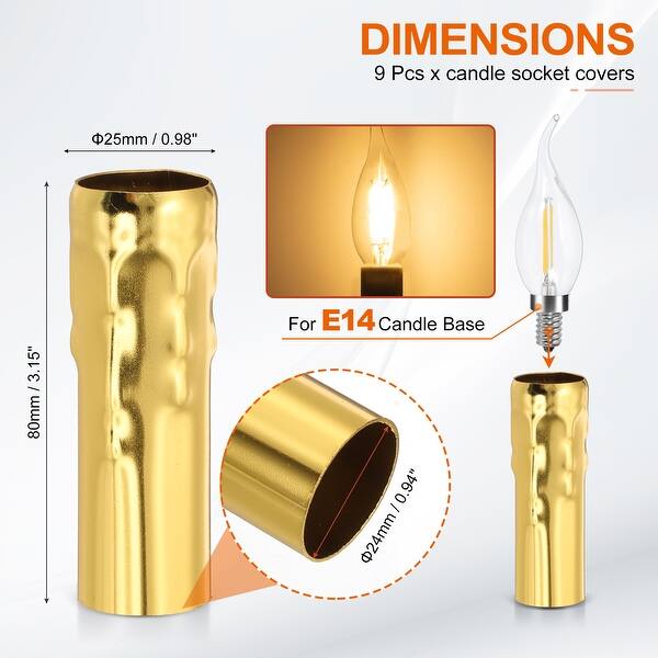 dimension image slide 33 of 39, Candle Covers Sleeves, Socket Sleeves for Candelabra Base Bulbs