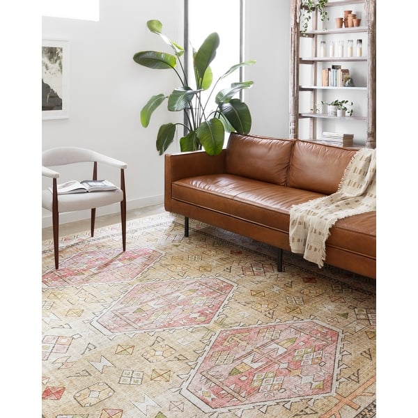 slide 2 of 7, Alexander Home Leanne Aztec Distressed Printed Area Rug 2' x 5'